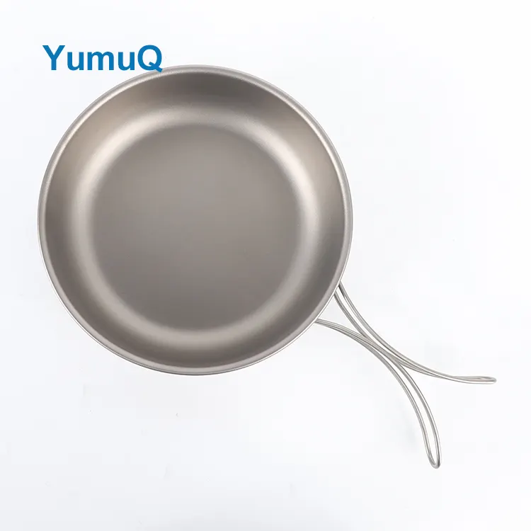 YumuQ 2 Pieces Lightweight Collabsible Titanium Camping Pots Cooking For Outdoor Travel Hiking Travel