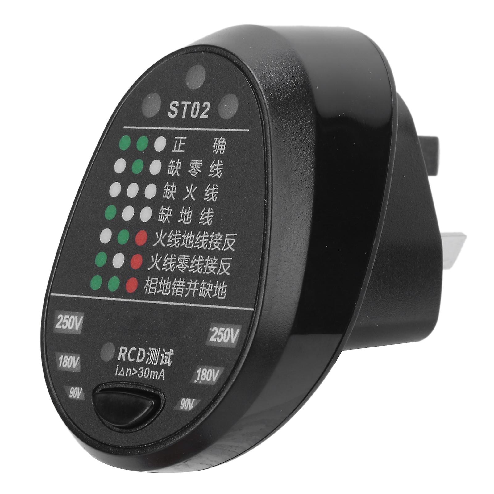 St02 Led Display Socket Tester Multifunction Mains Fault Polarity Phase Check Detector Au Plug 100240v