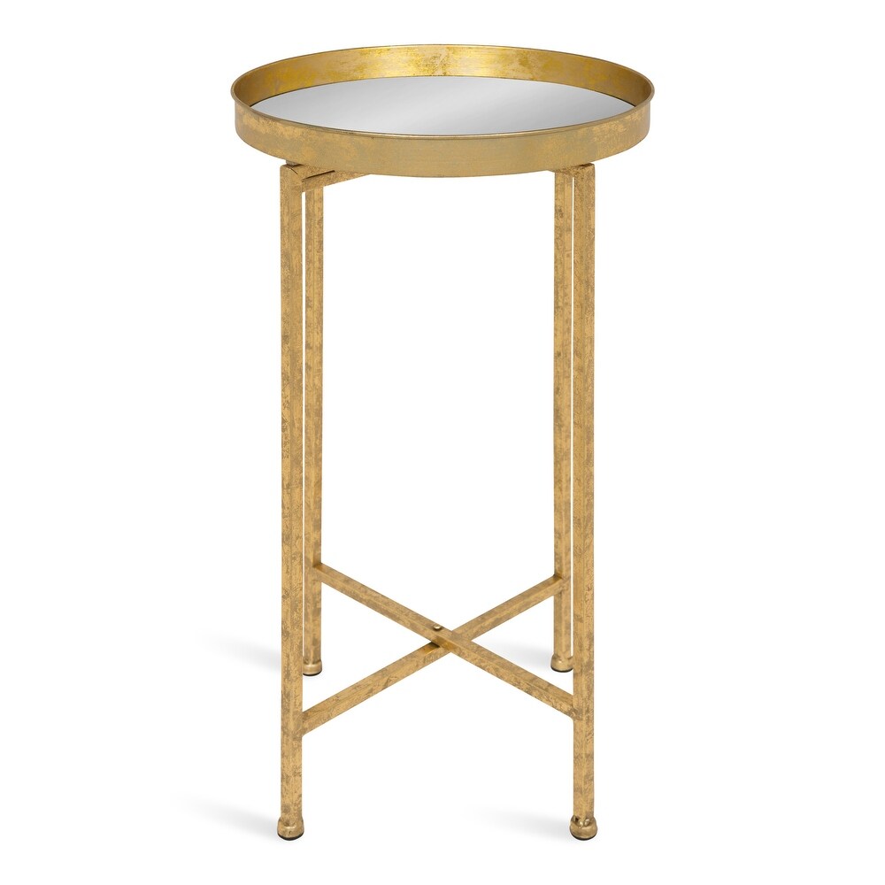 Kate and Laurel Celia Round Metal Foldable Tray Accent Table