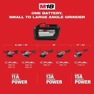 MW M18 FUEL 18V Lithium-Ion Brushless Cordless 4-12 in.5 in. Grinder with Paddle Switch (2-Tools) 2880-20-2880-20