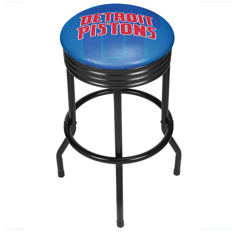 Detroit Pistons Padded Ribbed Black Bar Stool