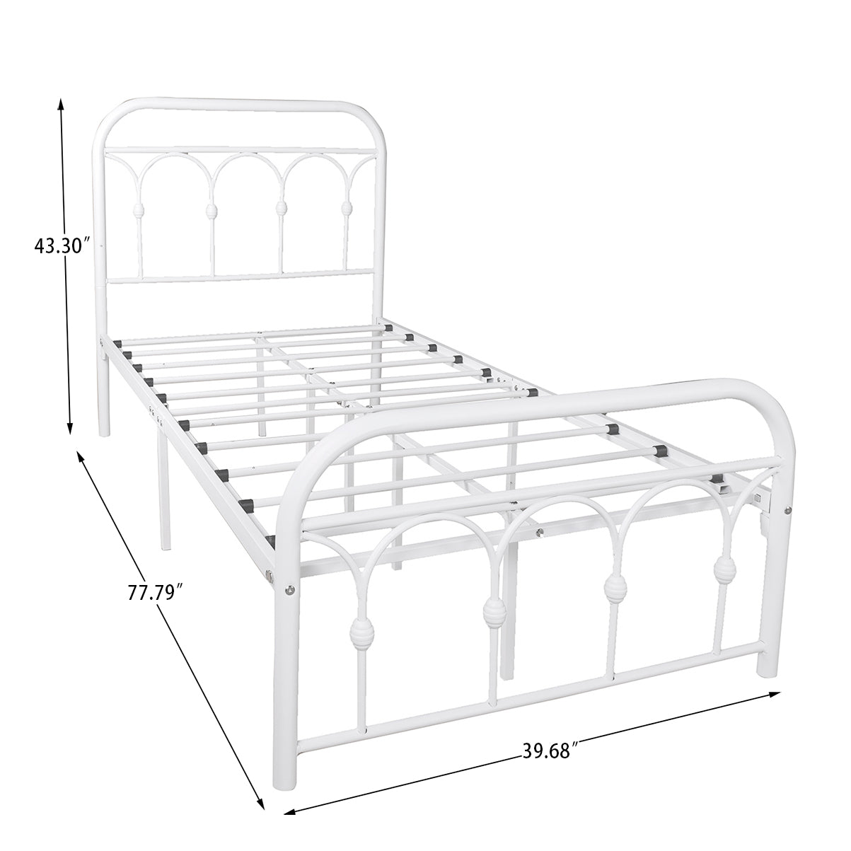 alazyhome Twin Platform Metal Bed Frame, Easy Assembly, White