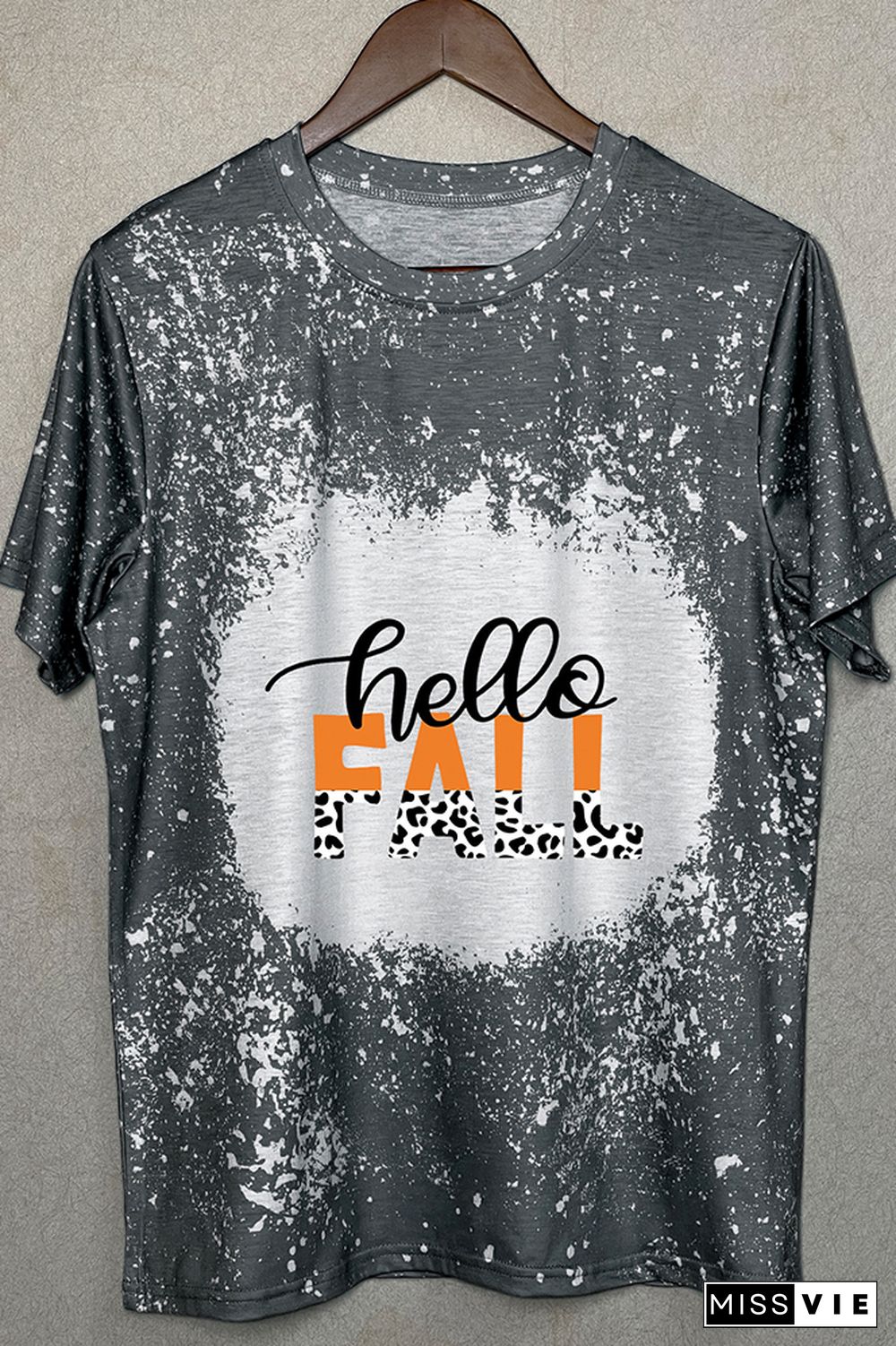 Hello Fall Leopard Graphic Tee Wholesale