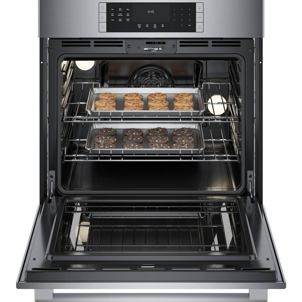 Bosch 800 Series 30 in. Built-In Smart Single Electric Convection Wall Oven with Air Fry and Self Cleaning in Stainless Steel HBL8454UC