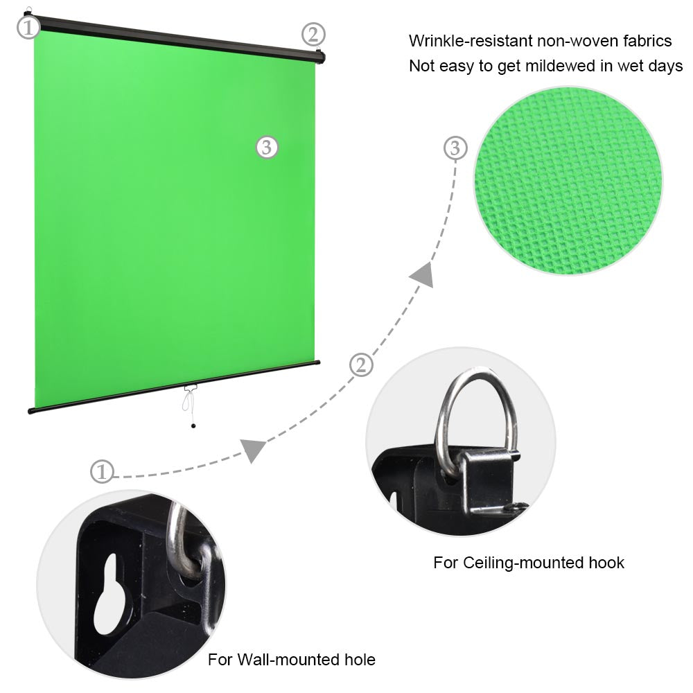 Yescom Retractable Green Screen Video Chromakey Backdrop 7x6ft