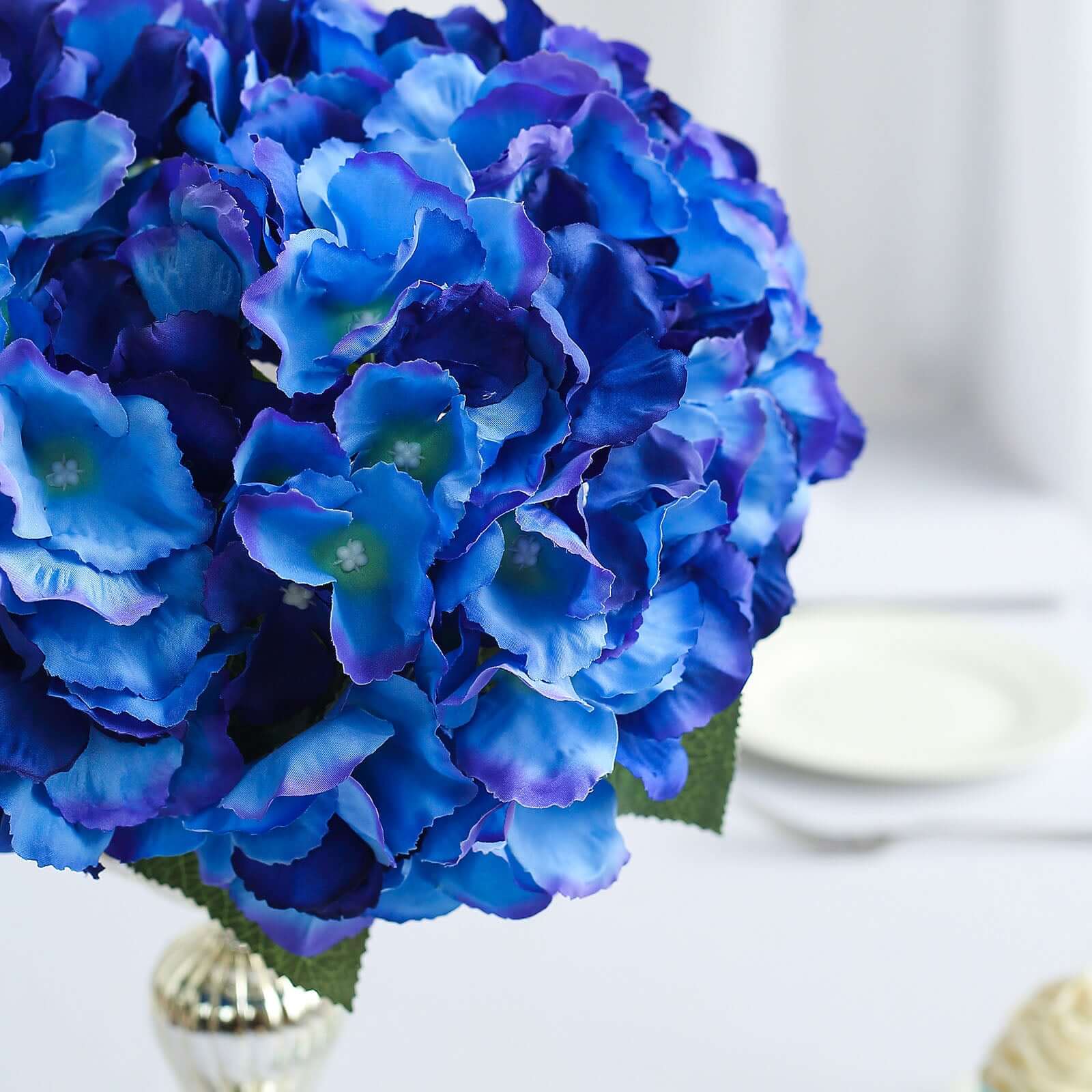 5 Bushes Royal Blue Artificial Silk Hydrangea Flower Bouquets