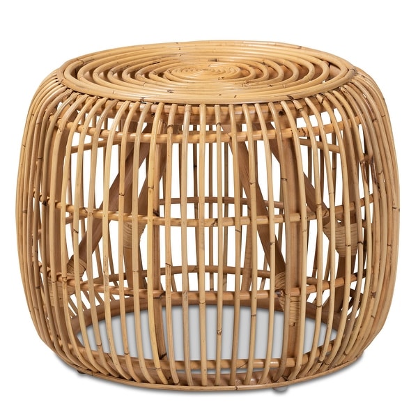 Maverick Modern Bohemian Natural Brown Rattan End table