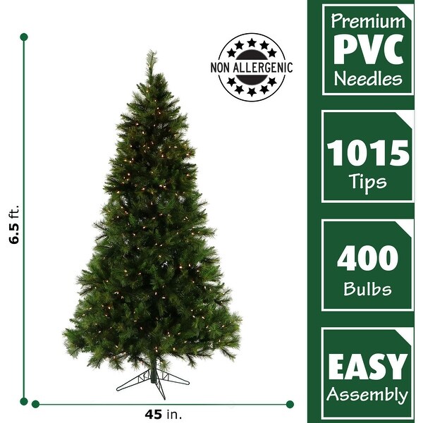 Fraser Hill Farm 6.5foot Canyon Pine Artifical Christmas Tree With Smart String Lighting