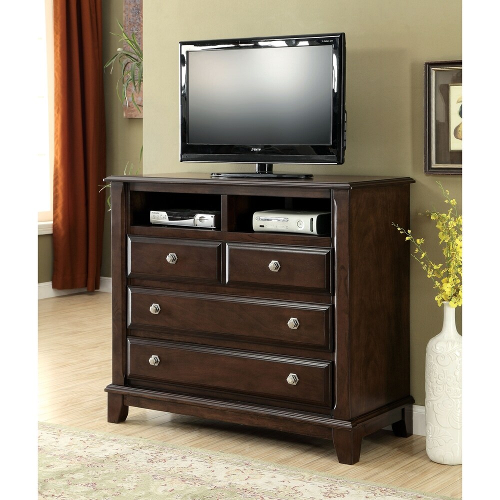 Hazelo Contemporary Cherry 46 inch 4 Drawer Media Chest by Furniture of America