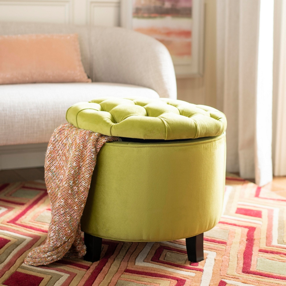 Emma Tufted Storage Ottoman  Asparagus/Espresso   Contemporary   Footstools And Ottomans   by Rustic Home Furniture Deco  Houzz