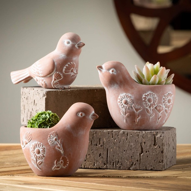 Terracotta Bird Figurine Set Of 2