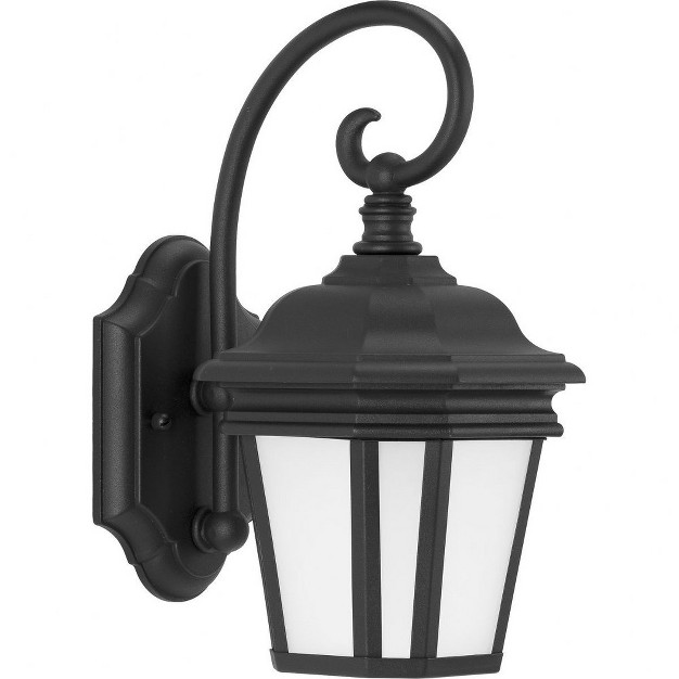 Progress Lighting Crawford 1 light Outdoor Wall Lantern In Black With Etched White Glass Shade