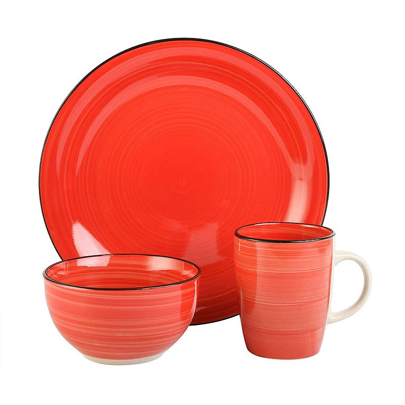 Gibson Home 95631.12RM Color Vibes 12 Piece Dinnerware Set， Assorted Colors