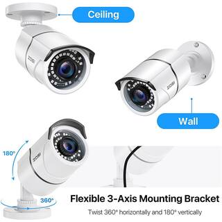 ZOSI Wired 1080p OutdoorIndoor Bullet Home Security Camera 4-in-1 White Compatible for TVICVIAHDCVBS DVR 1AC-2612C-WS-A1