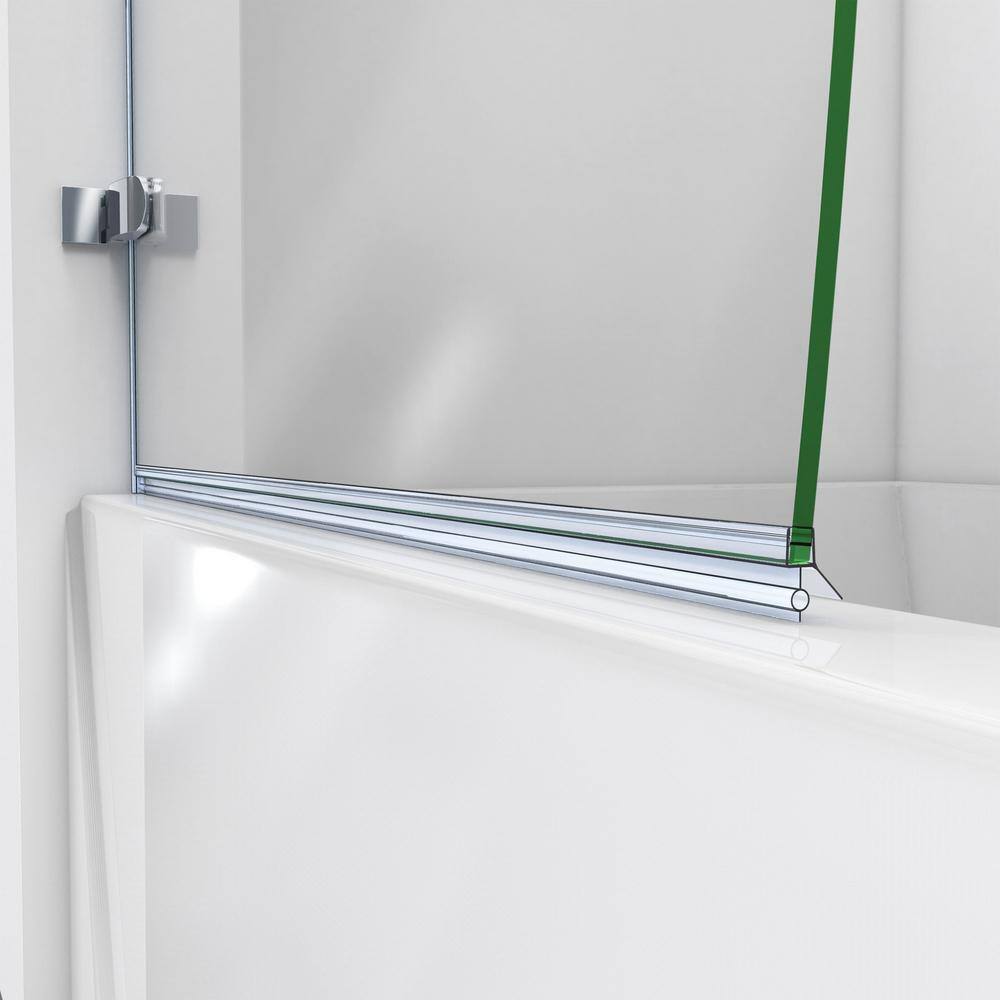 DreamLine Aqua Uno 34 516 in. x 58 in. Frameless Hinged Tub Door in Chrome SHDR-3534586-01