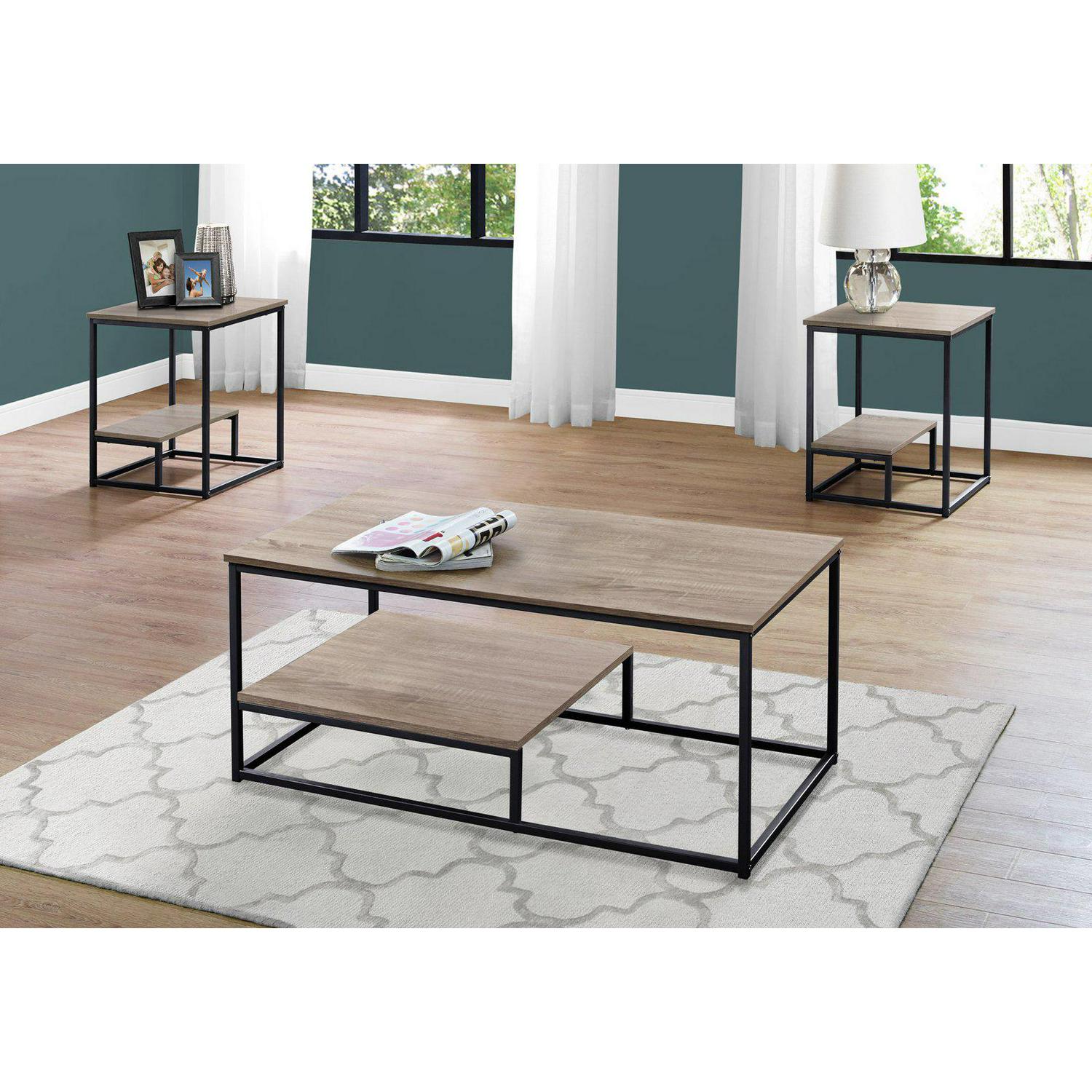 Monarch Specialties 3 Piece Occasional Table Set with Raised Bottom HalfShelf  Crowdfused