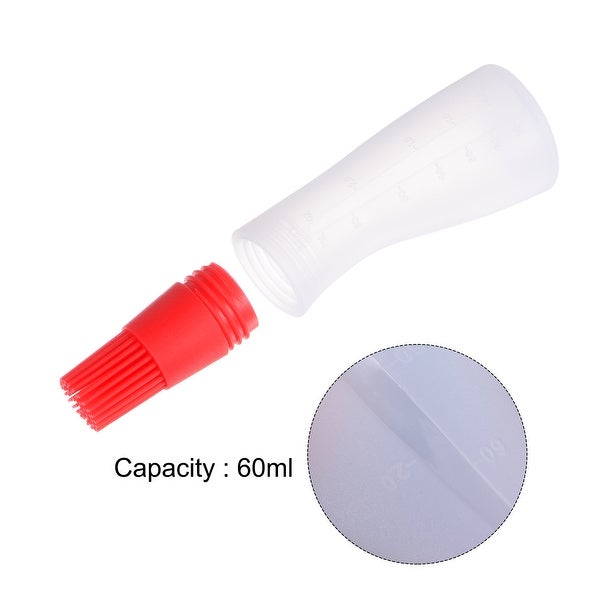 2pcs Silicone Oil Bottle Brush with Cap for Barbecue Cooking Baking， Red