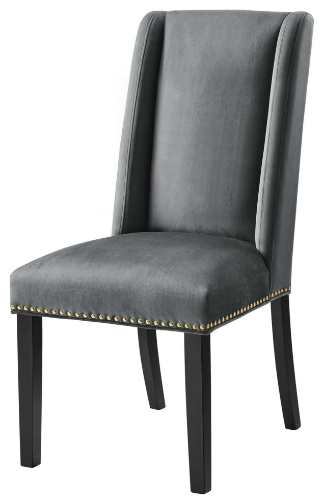 Dining Chair  Nailhead  Set of 2  Black  Velvet  Modern  Bistro Hospitality   Transitional   Dining Chairs   by House Bound  Houzz