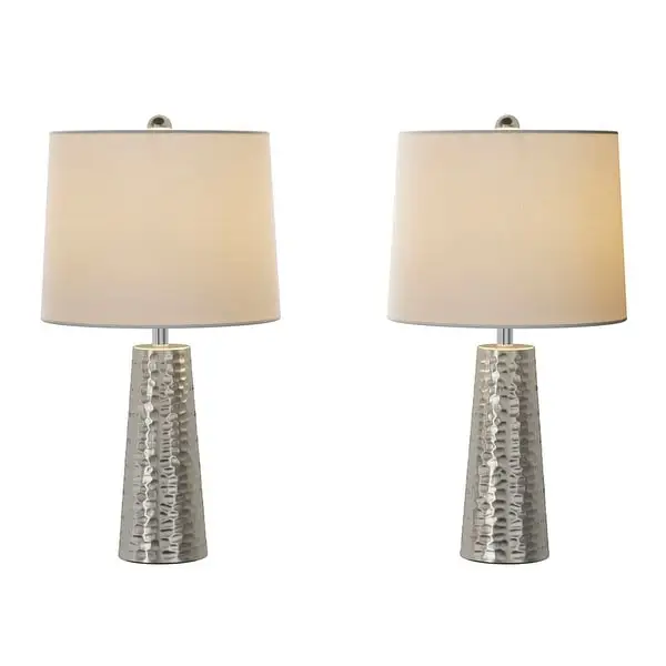 Set of 2 Hammered Flared Drum Shaped Lights Table Lamps - 14