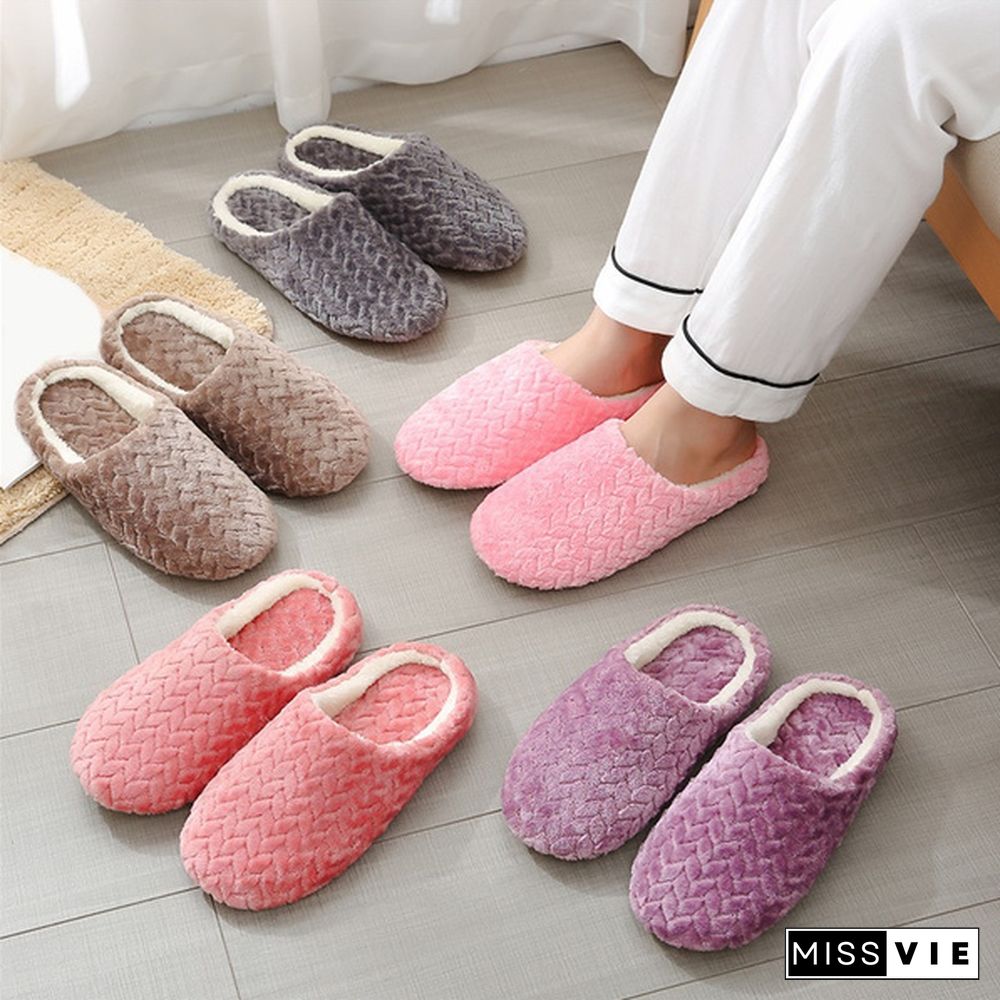 New Jacquard Japanese Style Soft Bottom Mute Suede Slippers Non-Slip Wooden Floor Indoor Cotton Slippers