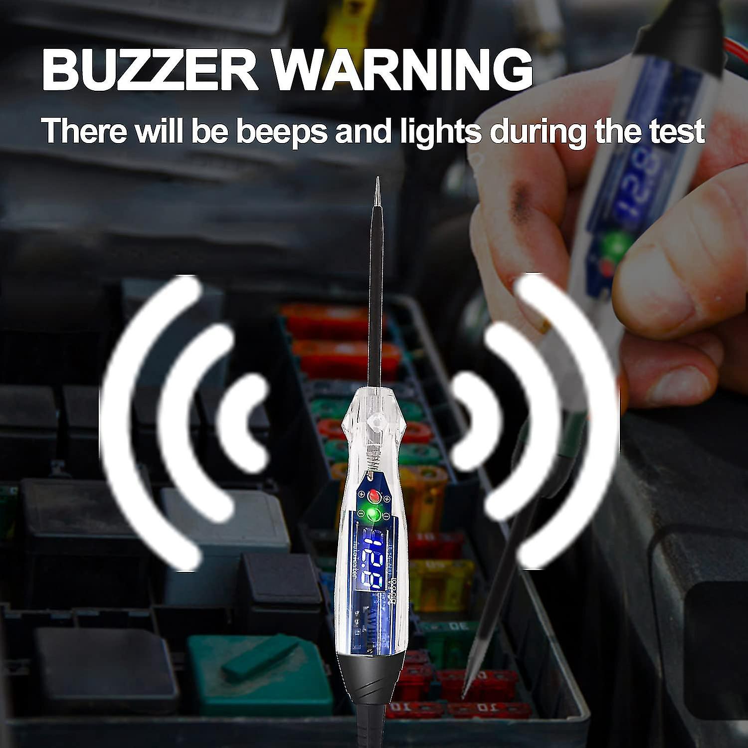 Car Buzzer Test Light 4-60v Dc Digital Led Circuit Tester， Lamp Tester With Voltmeter， Automatic Vo