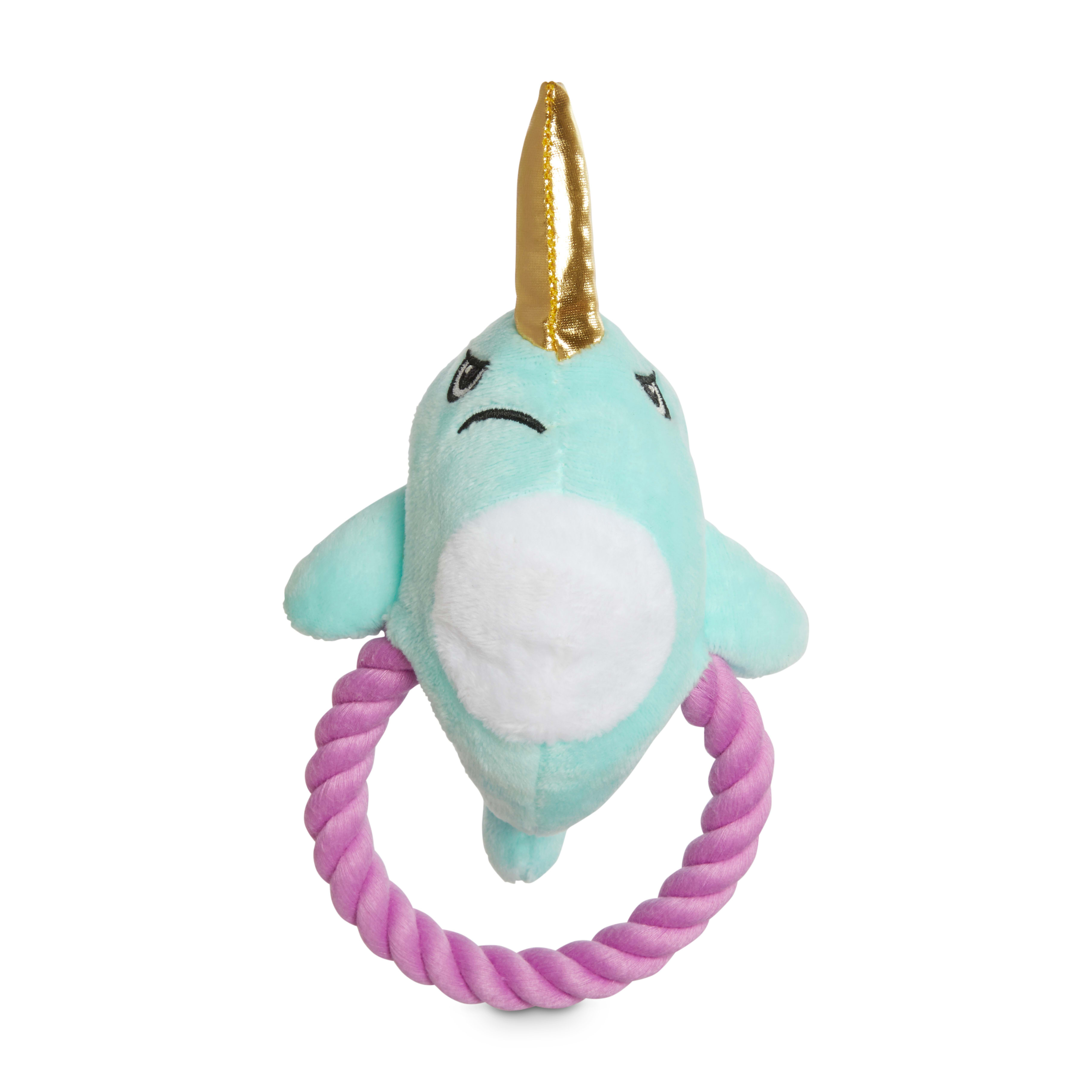 Leaps  Bounds Narwhal Finger Puppet Plush  Rope Dog Toy in Various Styles， Small