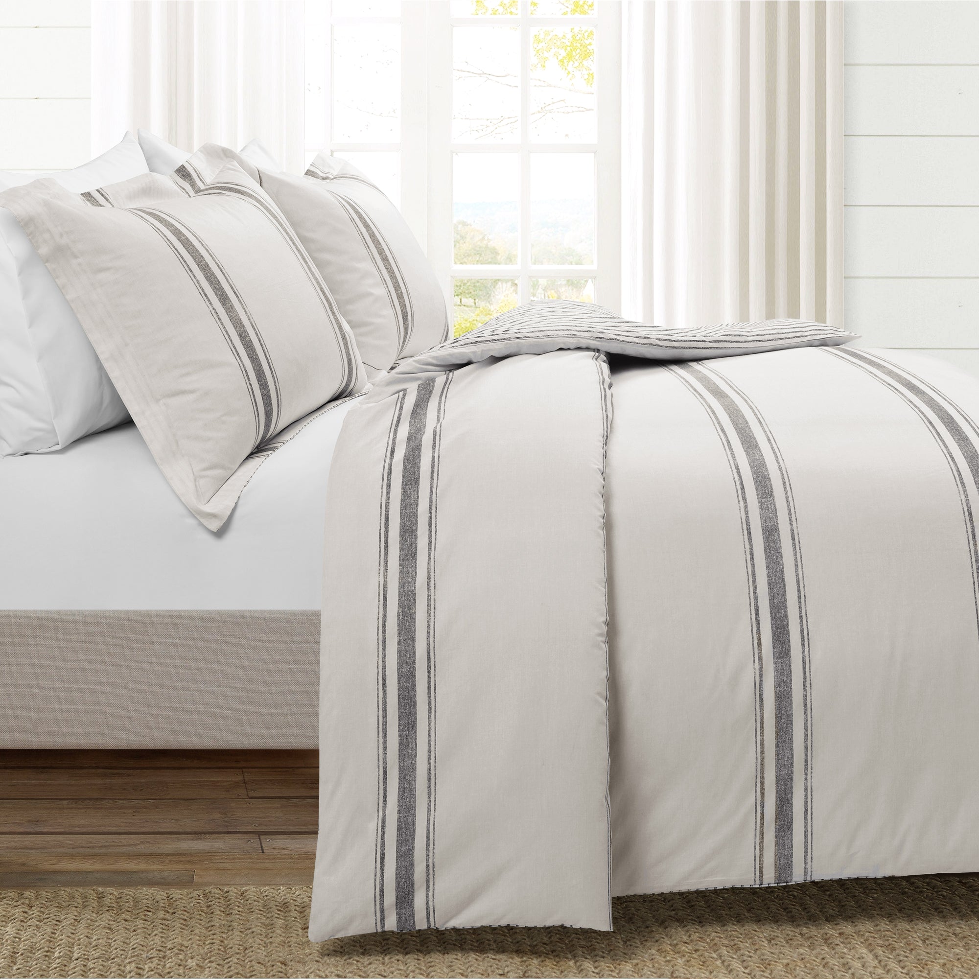 Farmhouse Stripe 100% Cotton Duvet Cover Set