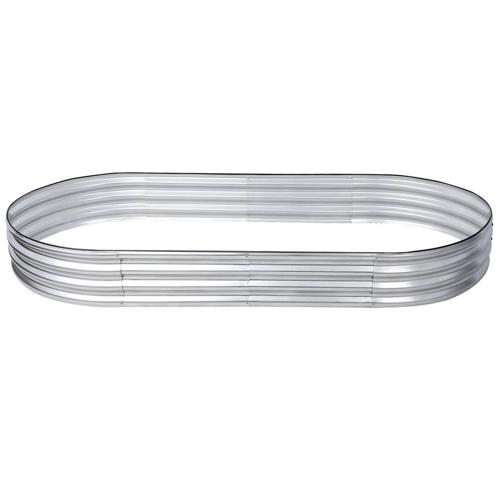 Flynama 6 ft.L Silver Galvanized Raised Garden Bed Kit Oval Large Metal Raised Garden Beds for Vegetables (2-Pack) J-X-W46549245