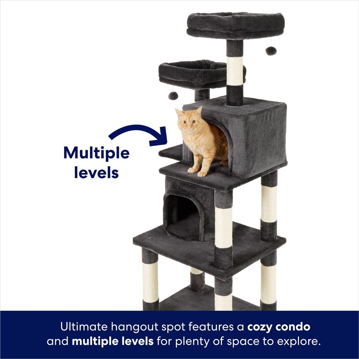 Frisco 61-in Faux Fur Cat Tree and Condo