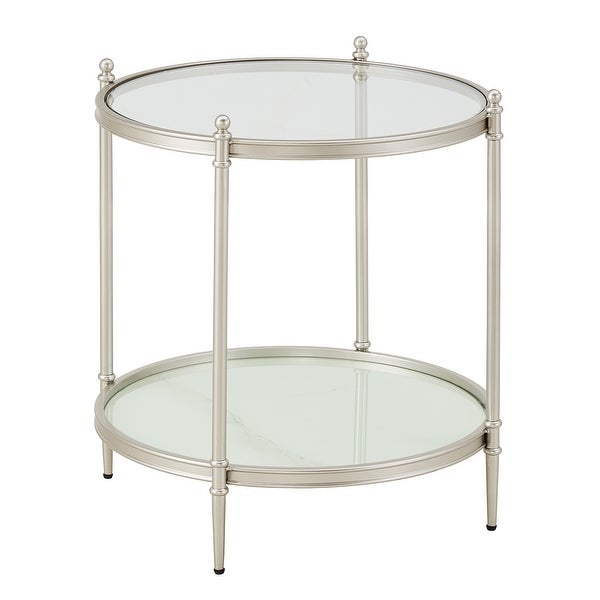 Ximena Champagne Silver Metal and Glass End Table by iNSPIRE Q Bold