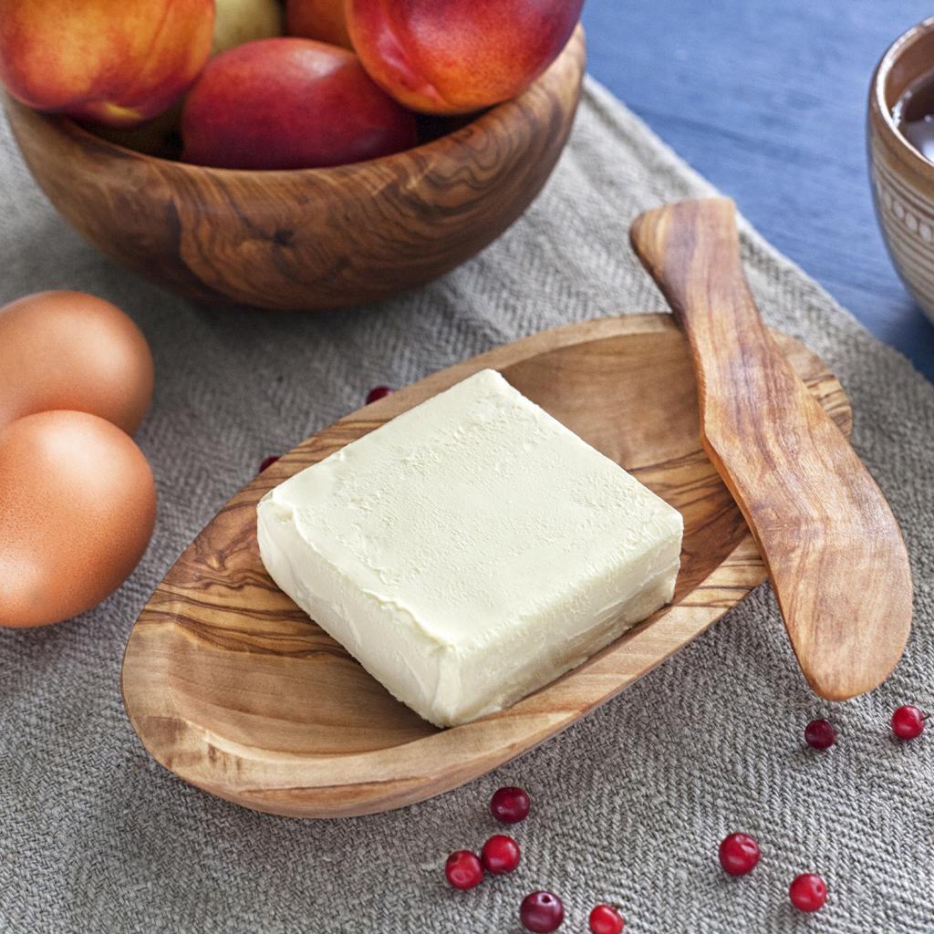 Wooden Butter Holder， 100% Natural Olive Wood Butter Dish with Knife， Handmade， Eco-Friendly