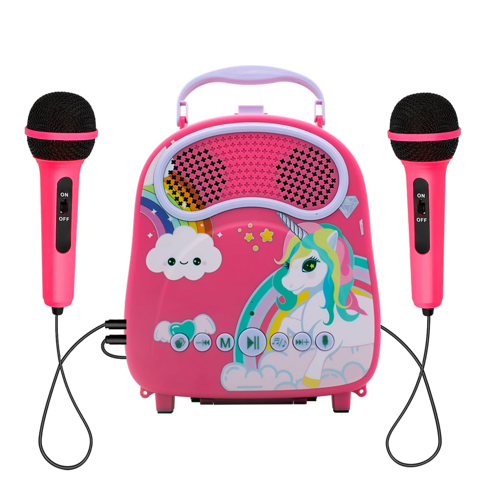 Kids Karaoke Machine for Girls Boys with 2 Microphones Toddlers Bluetooth Karaoke Toy for Singing Portable Children Karaoke Speaker with Voice Changer for Christmas Holiday Birthday Gift