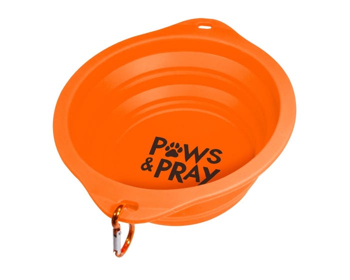 Paws  Pray Collapsible Water Bowl， Orange - PETS127