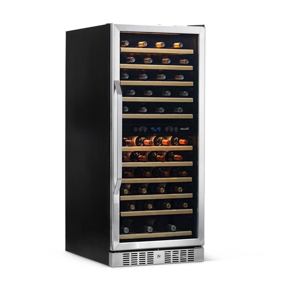 NewAir Dual Zone 116-Bottle Built-In Wine Cooler Fridge with Smooth Rolling Shelves and Quiet Operation - Stainless Steel AWR-1160DB