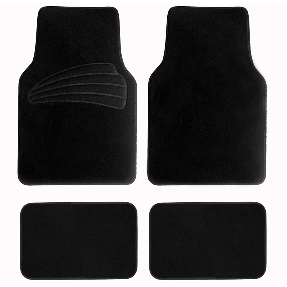 FH Group PU Leather Integrated Seatbelt Seat Covers， Full Set with Black Carpet Floor Mats， Black Gray