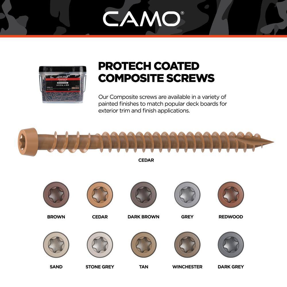 CAMO #10 2-12 in. Cedar Star Drive Trim-Head Composite Deck Screw (350-Count) 0349354