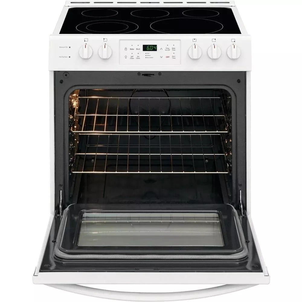 30 in. 5.0 cu. ft. Single Oven – White with NVS Black Glass