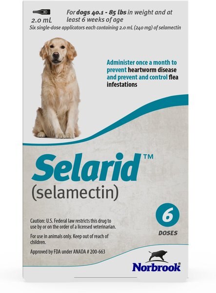 Selarid Topical Solution for Dogs， 40.1-85 lbs， (Teal Box)