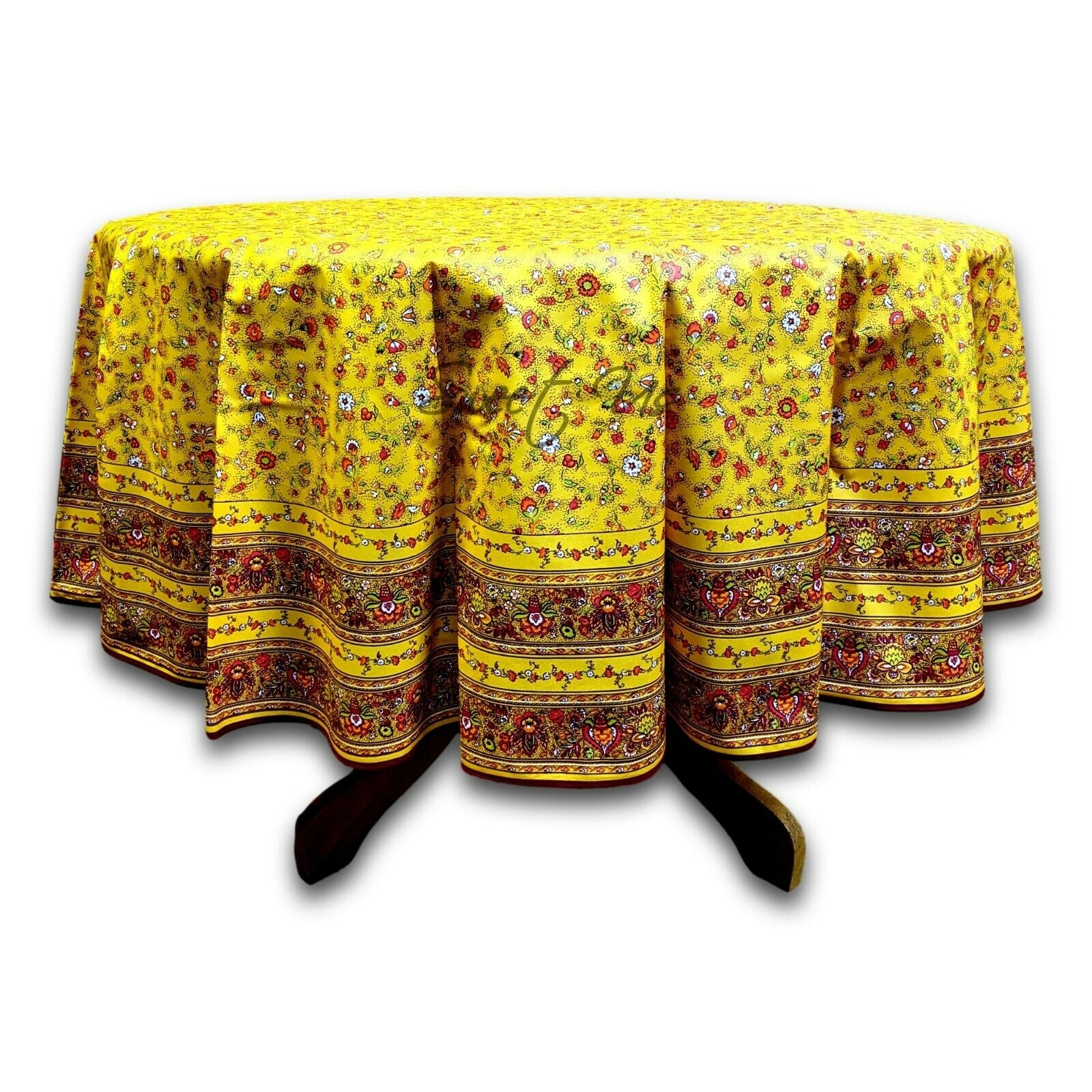 Wipeable Tablecloth Spill Resistant Cotton French Indienne Fleur