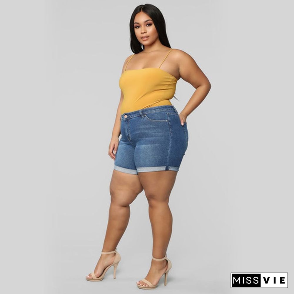 Summer plus size women's Stretch Denim Shorts