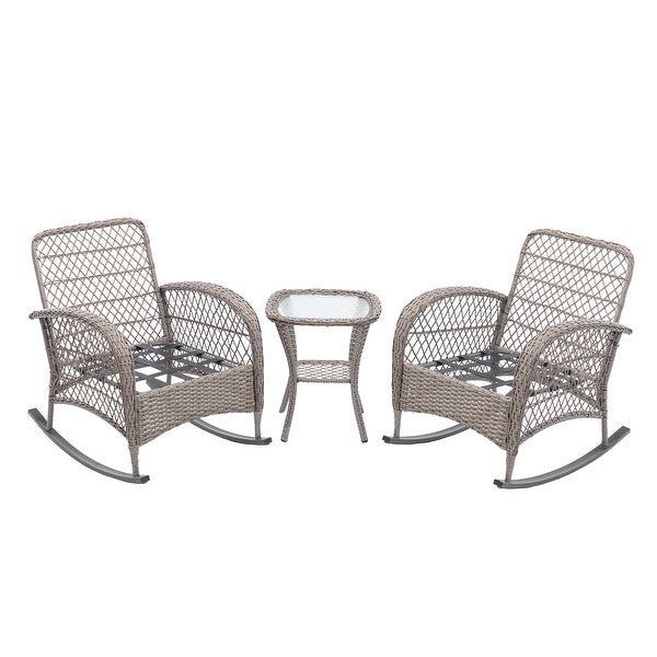 3pcs Outdoor Furniture Modern Wicker rocking chair set - Overstock - 37253099