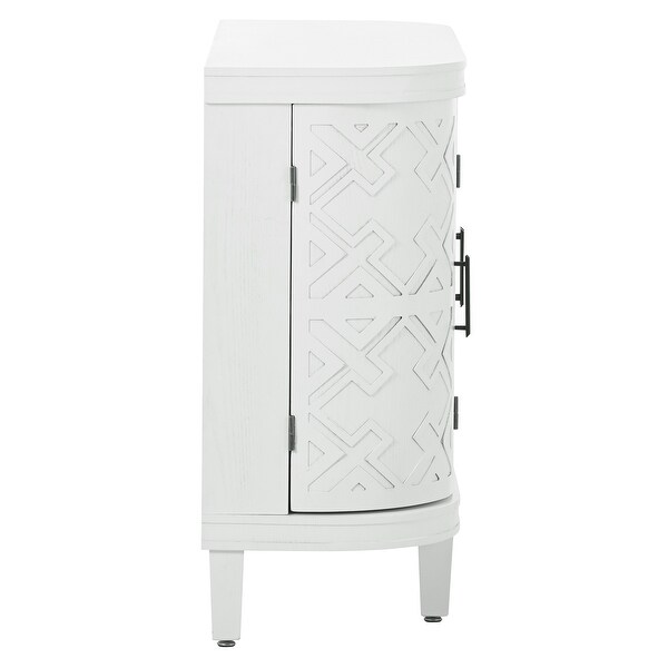 White Wooden Entryway Storage Cabinet with Antique Pattern Doors