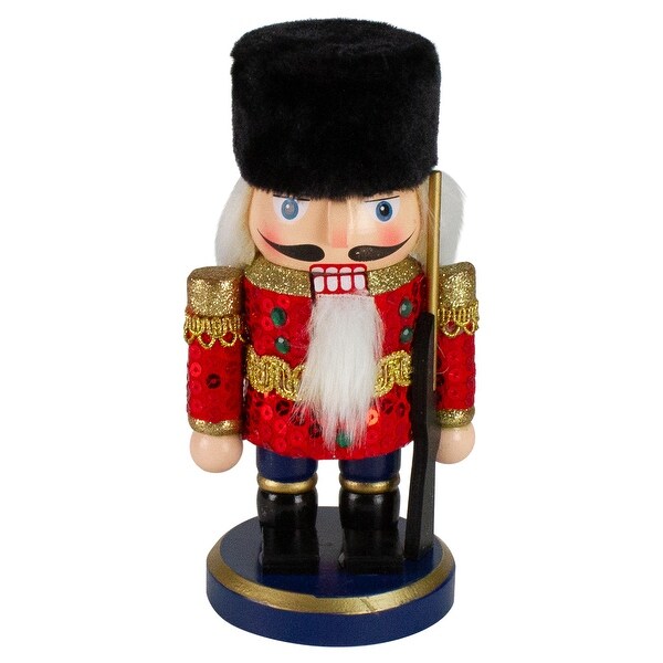 7.25 Red Blue Chubby Wooden Christmas Nutcracker Soldier with Rifle