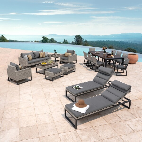 Milo Grey 18 Piece Sunbrella Outdoor Patio Estate Set