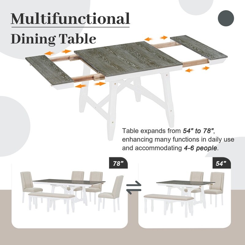 6 Piece Dining Table Set with two 12\