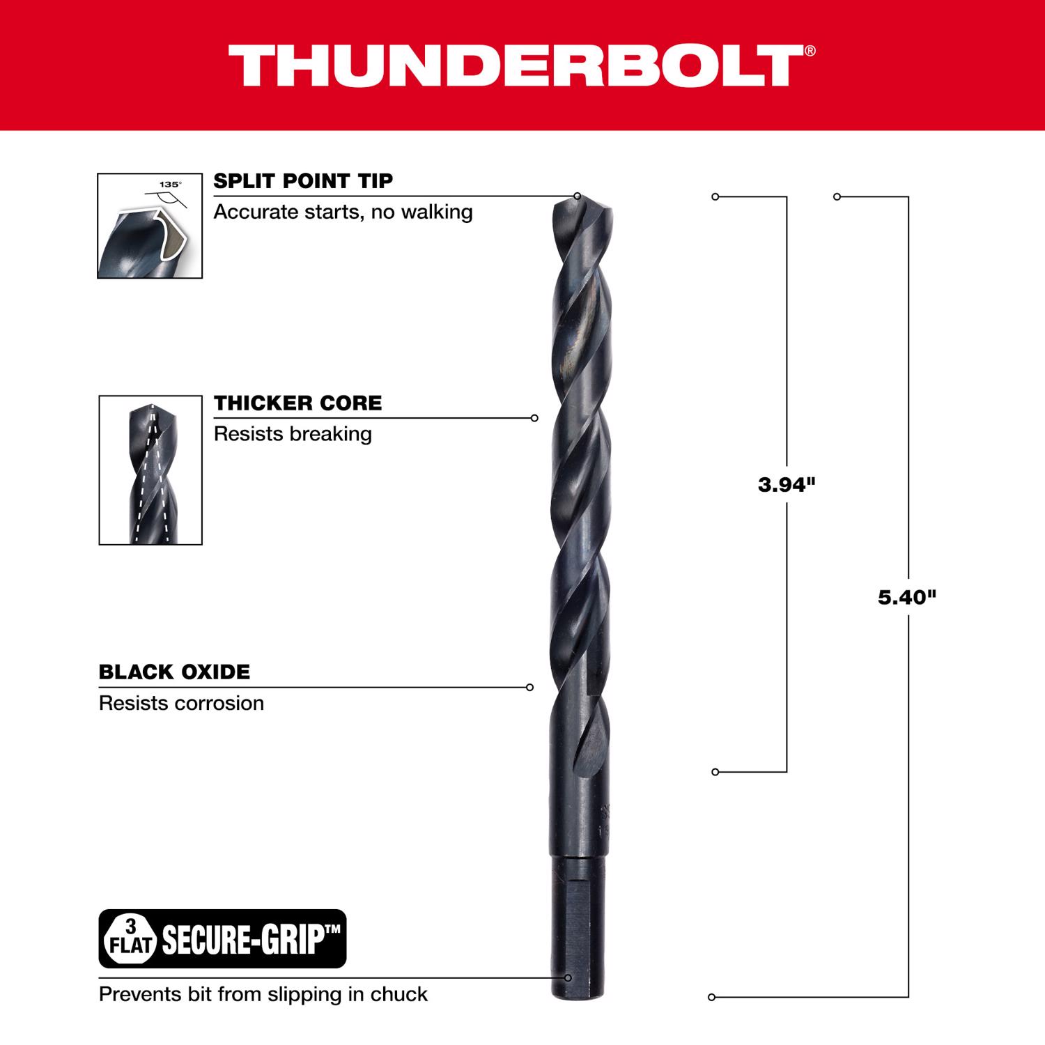 MW Thunderbolt 27/64 in. X 5-3/8 in. L Drill Bit 1 pc