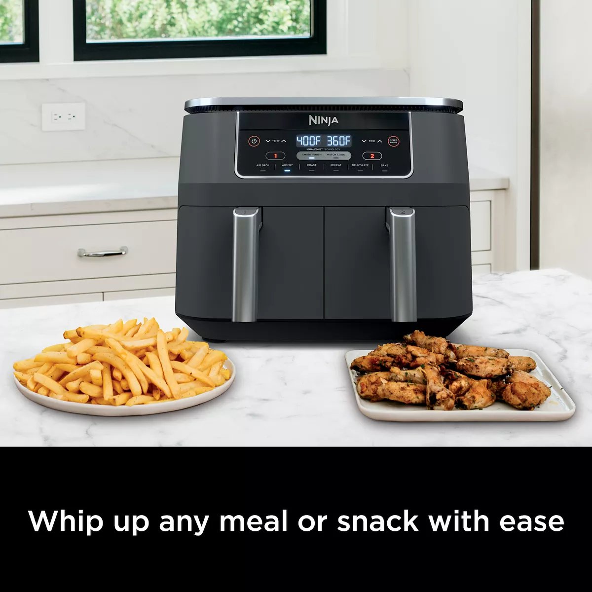 Ninja Foodi 8 qt. Original Dualzone， 2-Basket Air Fryer with 6 Functions