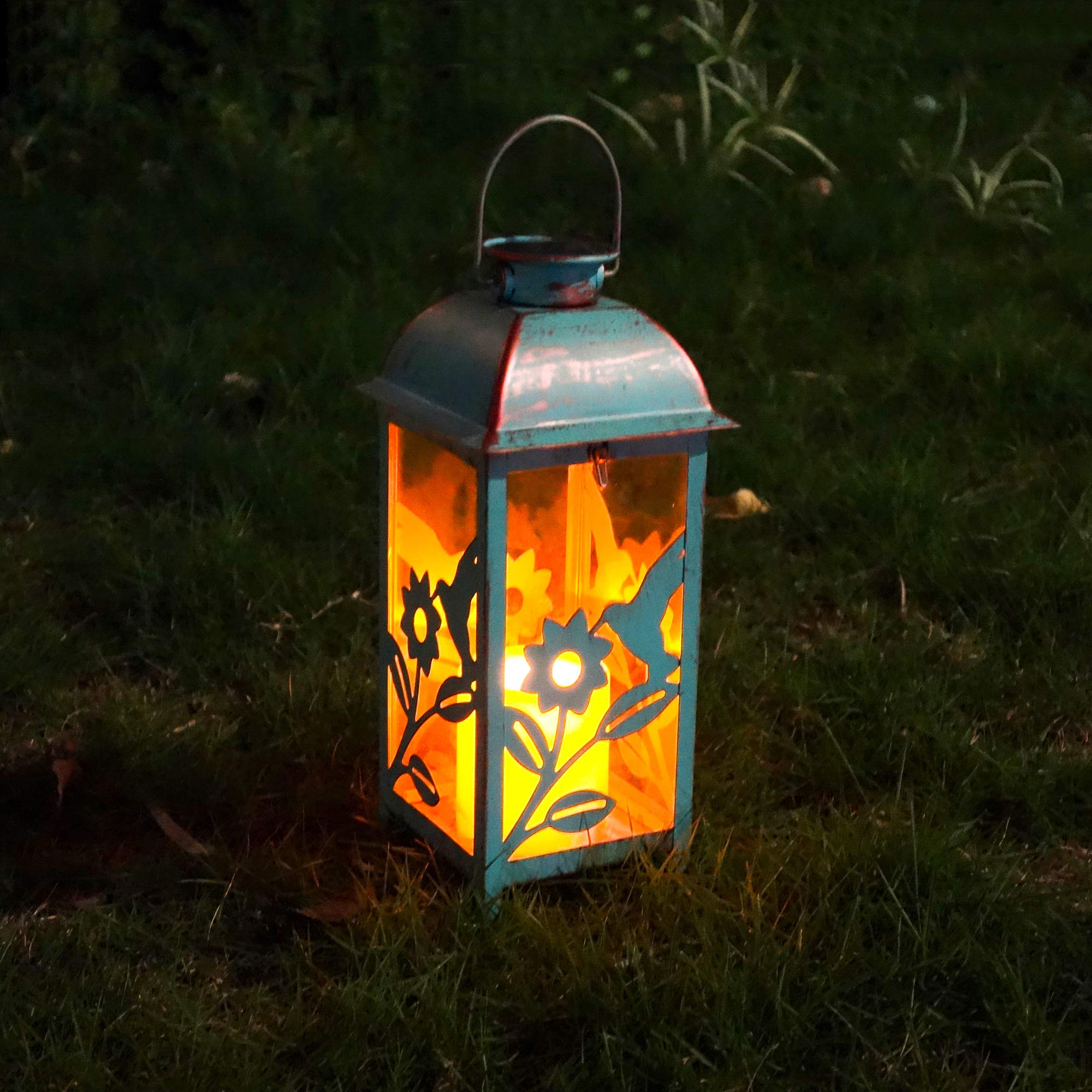 SteadyDoggie Outdoor Solar Hummingbird Lantern， Handcrafted Mission Style 5.5