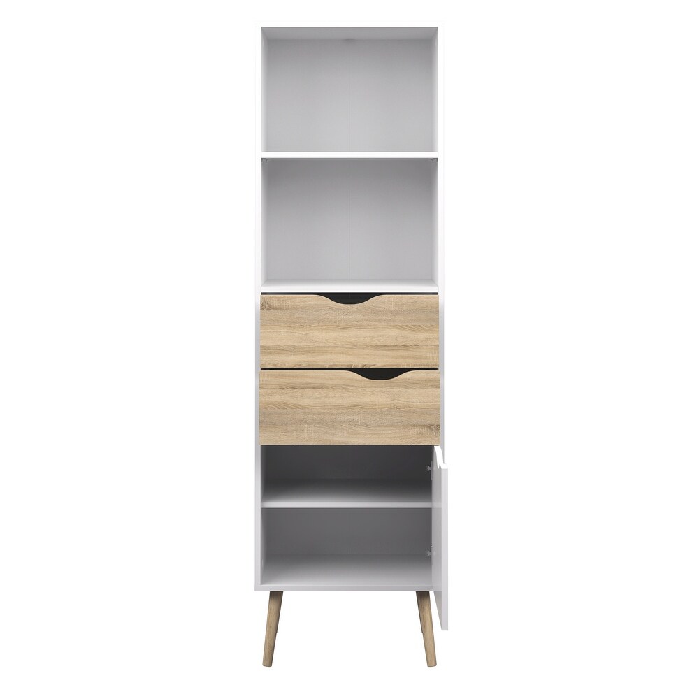 Carson Carrington Kristiansund White Oak 2 drawer 1 door Bookcase