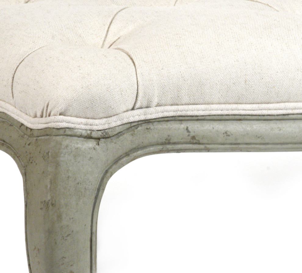 Maison Tufted Ottoman   French Country   Footstools And Ottomans   by HedgeApple  Houzz